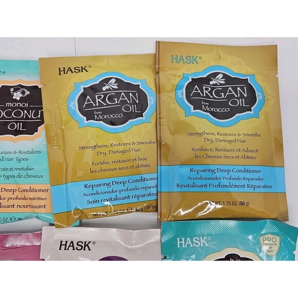 HASK 8 Pc NEW Assorted Hair Conditioner Samples Argan, Coconut, Bamboo, Keratin - Picture 5 of 6